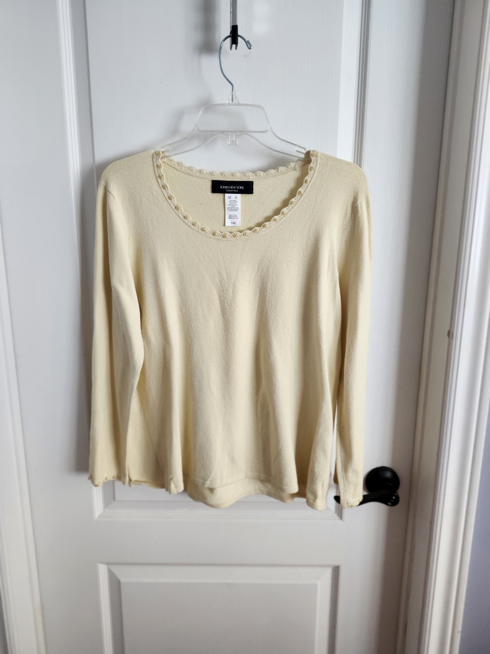 Vintage Pale Yellow Knit Long Sleeve Sweater
